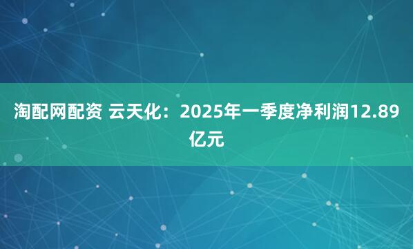 淘配网配资 云天化：2025年一季度净利润12.89亿元